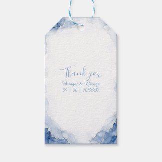 Etiquetas Para Regalos Boda de mármol con salpicaduras de acuarela azul p