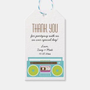 Etiquetas Para Regalos Boda de mixtape Indie Retro Boombox Azul / Lime