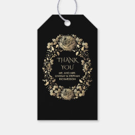Etiquetas Para Regalos Boda de Moda de cosecha negra y dorada
