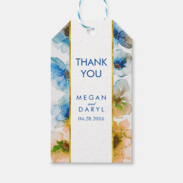 Etiquetas Para Regalos Boda de Moda del marco dorado floral de la Marina 