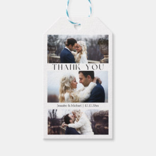 Etiquetas Para Regalos boda de moda mínima de collage de fotos de agradec