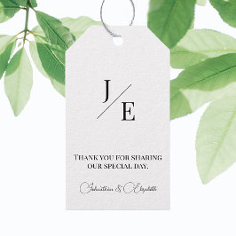 Etiquetas Para Regalos Boda de monograma minimalista | Blanca