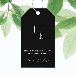 Etiquetas Para Regalos Boda de monograma minimalista | Negro