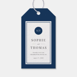 Etiquetas Para Regalos Boda de monograma redondo clásico de color editabl