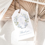 Etiquetas Para Regalos Boda de Monograma Romántico Azul Azul Azul Azul Es<br><div class="desc">Elegantes etiquetas de regalo para bodas,  adornadas con un impresionante escudo de monograma boda floral azul suave y caligrafía clásica.</div>