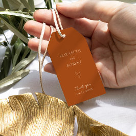 Etiquetas Para Regalos Boda de Naranja Quemado de Caída Terracota Simple