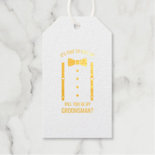 Etiquetas Para Regalos Boda de oro Bow Tie Groomsman Propuesta