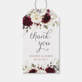 Etiquetas Para Regalos Boda de oro de la vegetación blanca borgoñona flor