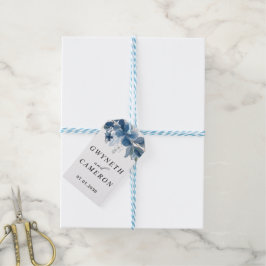 Etiquetas Para Regalos Boda de oro rosa con vegetación suculenta azul pol