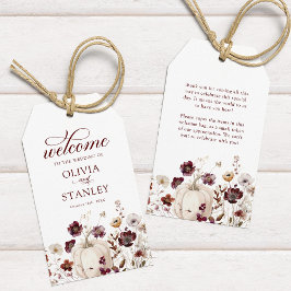 Etiquetas Para Regalos Boda de otoño con flores silvestres de bienvenida