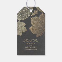 Etiquetas Para Regalos Boda de otoño de Gold Leaves Chalkboard