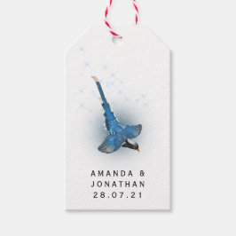 Etiquetas Para Regalos Boda de pájaros florales de fantasía deslumbrante