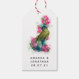 Etiquetas Para Regalos Boda de pájaros florales de fantasía deslumbrante