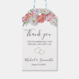Etiquetas Para Regalos Boda de Peonía Rosa y Blanca