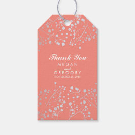 Etiquetas Para Regalos Boda de plata aliento y Relieve metalizado coral d
