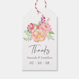 Etiquetas Para Regalos Boda de primavera con peonías al acuarela