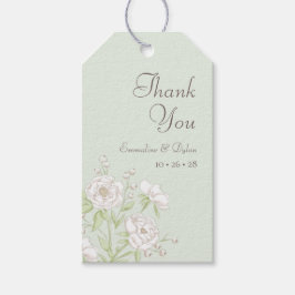 Etiquetas Para Regalos Boda de Rosa Blanca Verde Salvia