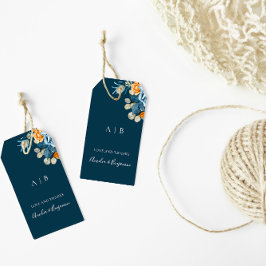 Etiquetas Para Regalos Boda de Terracota Rústica Azul Marino Agradecimien