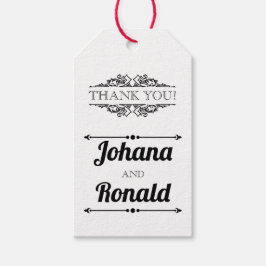 Etiquetas Para Regalos Boda de tipografía en blanco y negro Gracias