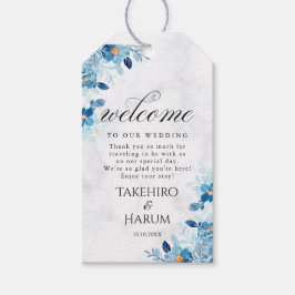 Etiquetas Para Regalos Boda de verano de flor elegante azul