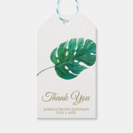 Etiquetas Para Regalos Boda de verano hawaiana con hoja de palma verde tr