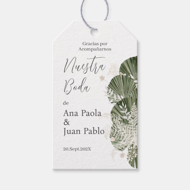Etiquetas Para Regalos Boda de verde (Anverso)