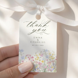 Etiquetas Para Regalos Boda Elegante Caligrafía Boho Flores Silvestres