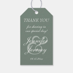 Etiquetas Para Regalos Boda elegante de escritura blanca de color verde s