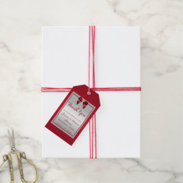 Etiquetas Para Regalos Boda elegante de rojo rubí y brillo de plata