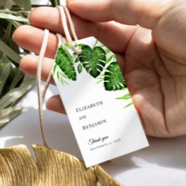 Etiquetas Para Regalos Boda Elegante de Vegetación Tropical Hojas de Mons