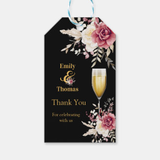 Etiquetas Para Regalos boda elegante de vidrio de champán floral