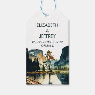 Etiquetas Para Regalos Boda en el Parque Nacional Yosemite Acuarela