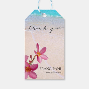 Etiquetas Para Regalos Boda en la playa de Plumeria Rosa o Personalizado 