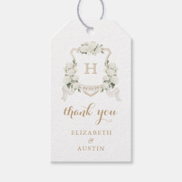 Etiquetas Para Regalos Boda Escudo de Hidrangea Blanca Floral Gracias