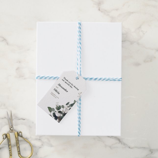 Etiquetas Para Regalos Boda Eucalyptus Moderno (Con cuerda)