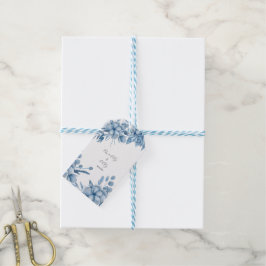 Etiquetas Para Regalos Boda Floral azul gris helado
