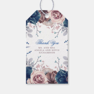 Etiquetas Para Regalos Boda floral azul marino y malva
