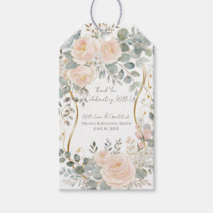 Etiquetas Para Regalos Boda floral botánica de Peonía Rosada y Eucalipto 