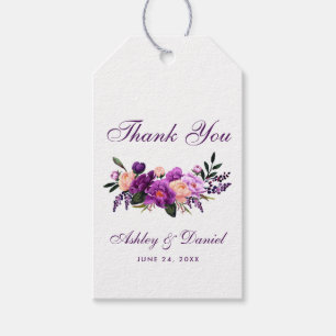 Etiquetas Para Regalos Boda floral de color morado ultravioleta P