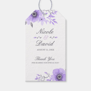 Etiquetas Para Regalos Boda floral de color morado y gris