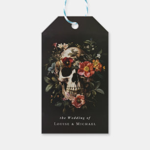 Etiquetas Para Regalos Boda floral de cráneo gótico de Halloween