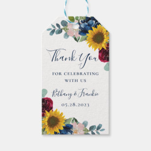 Etiquetas Para Regalos Boda floral de girasol botánico Gracias