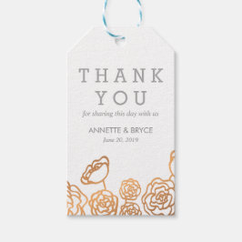 Etiquetas Para Regalos Boda Floral de Relieve metalizado dorado Faux de l