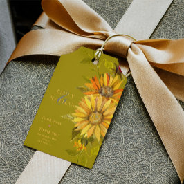Etiquetas Para Regalos Boda floral elegante de girasol amarillo bonito