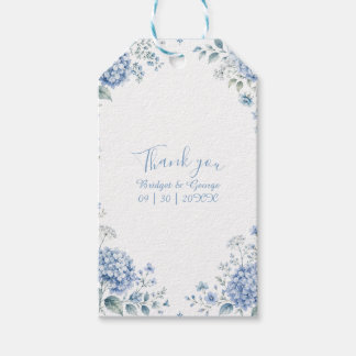 Etiquetas Para Regalos Boda floral elegante de hortensias blancas y azule