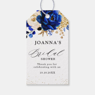 Etiquetas Para Regalos Boda floral metálico Royal Blue Yellow Gold