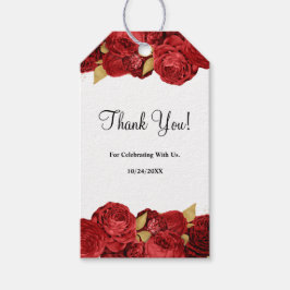 Etiquetas Para Regalos Boda Floral Rojo Y Oro