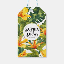 Etiquetas Para Regalos Boda floral tropical amarillo