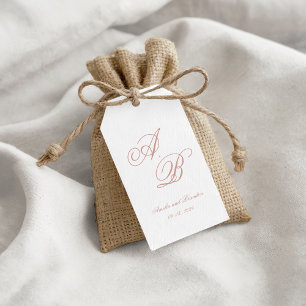 Etiquetas Para Regalos Boda Formal Clásica con Monograma en Guión Rosa Po