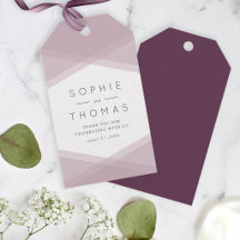 Boda geométrica en capas de color malva y púrpura